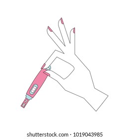 hand human with pregnancy test isolated icon