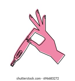 hand human with pregnancy test isolated icon