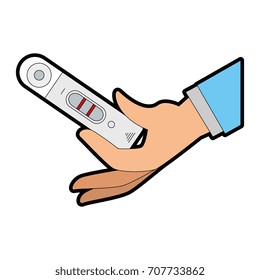 hand human with pregnancy test isolated icon