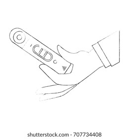 hand human with pregnancy test isolated icon