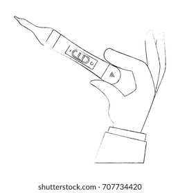 hand human with pregnancy test isolated icon