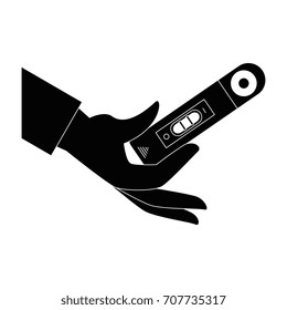 hand human with pregnancy test isolated icon
