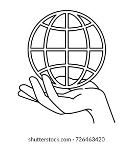 hand human protection with world planet