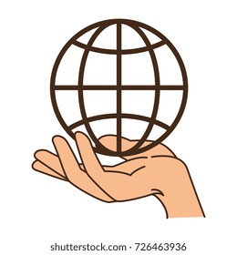 hand human protection with world planet