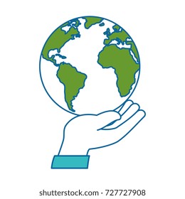 hand human protection with world planet