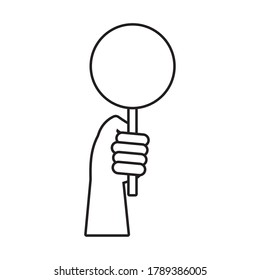 hand human with protest circular banner line style icon vector illustration design