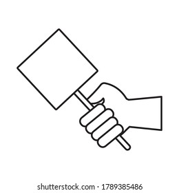 hand human with protest square banner line style icon vector illustration design