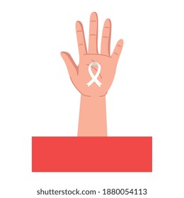 diseño de ilustración vectorial de campaña de mano humana con cinta