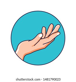 hand human receiving in frame circular