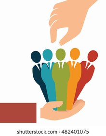 hand human resorces recruit desing isolated