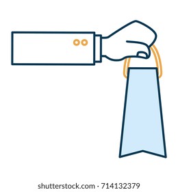 hand human with shopping bag isolated icon
