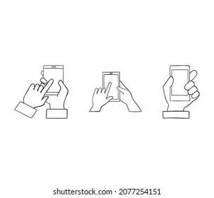 Hand human with smartphone device isolated icon. Vector illustration 