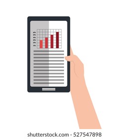 hand human with smartphone device isolated icon