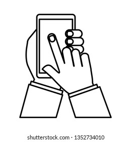 hand human with smartphone icon