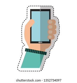 hand human with smartphone icon