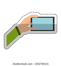 hand human with smartphone icon