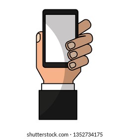 hand human with smartphone icon