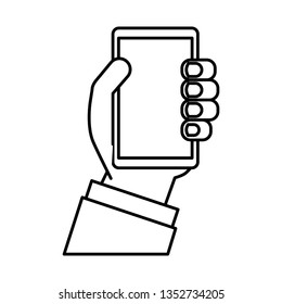 hand human with smartphone icon