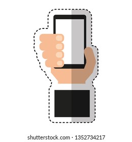 hand human with smartphone icon