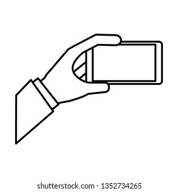 hand human with smartphone icon