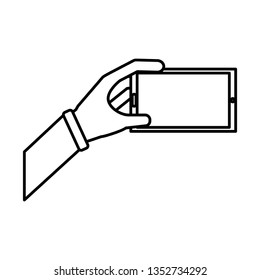 hand human with smartphone icon