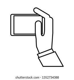 hand human with smartphone icon