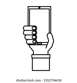 hand human with smartphone icon