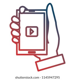 hand human with smartphone and media player