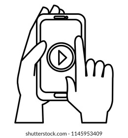 hand human with smartphone and media player
