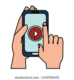 hand human with smartphone and media player