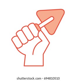 hand human with spatula of construction icon