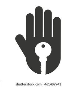 hand human stop key silhouette vector isolated graphic