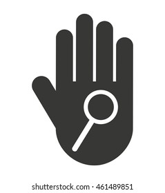 hand human stop magnifying glass silhouette vector isolated graphic