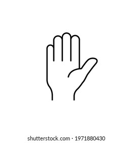 Hand of a human stop, palm. Stroke vector logo mono linear pictogram web graphics. Web Design, Mobile App. Eps10