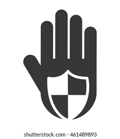 hand human stop shield silhouette vector isolated graphic