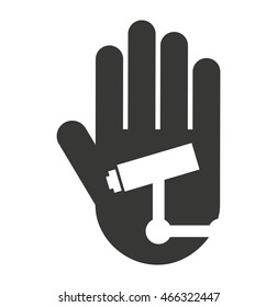 hand human stop video camera silhouette vector isolated graphic