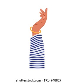 hand human up with striped long sleeve vector illustration design