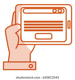 hand human with tablet device isolated icon