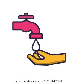 hand human with tap and drop fill style vector illustration design
