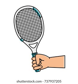 hand human with tennis racket