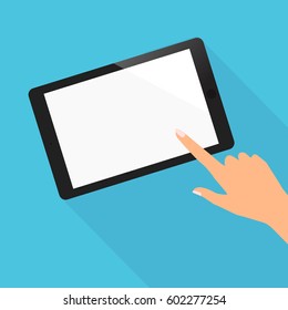 Hand of human touches the blank screen vector