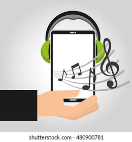 hand human user music player vector illustration design