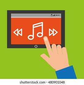 hand human user music player vector illustration design