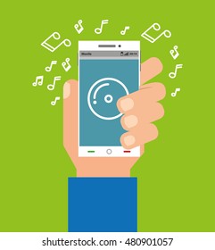 hand human user music player vector illustration design
