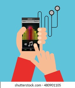 hand human user music player vector illustration design