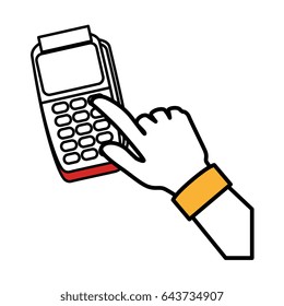 hand human with voucher machine isolated icon