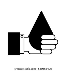hand human with water drop isolated icon vector illustration design