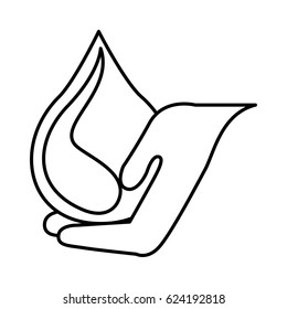 hand human with water drop silhouette icon