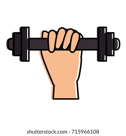 hand human with weight lifting device gym