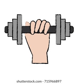 hand human with weight lifting device gym